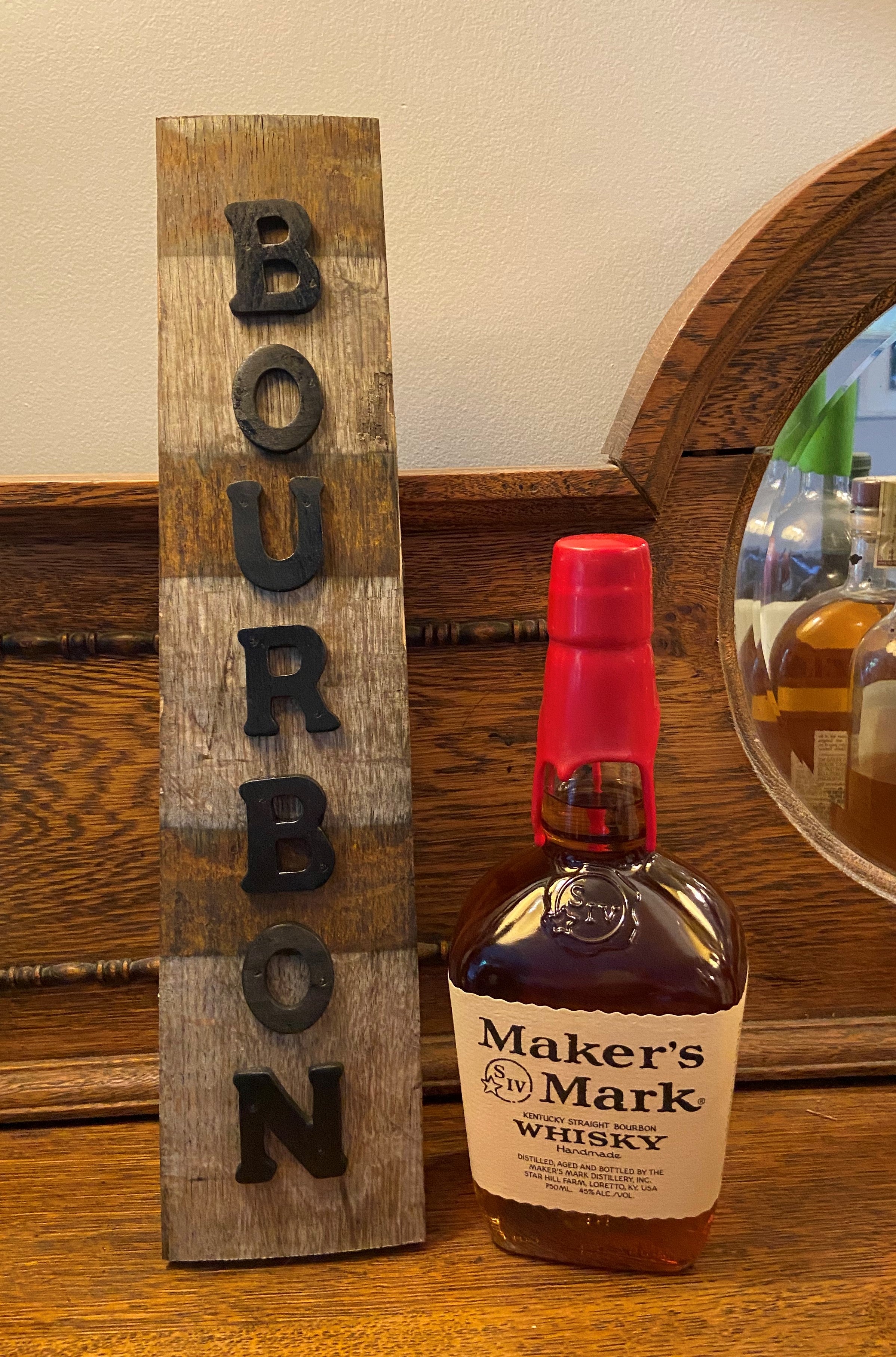 Reclaimed Bourbon Barrel Stave Sign