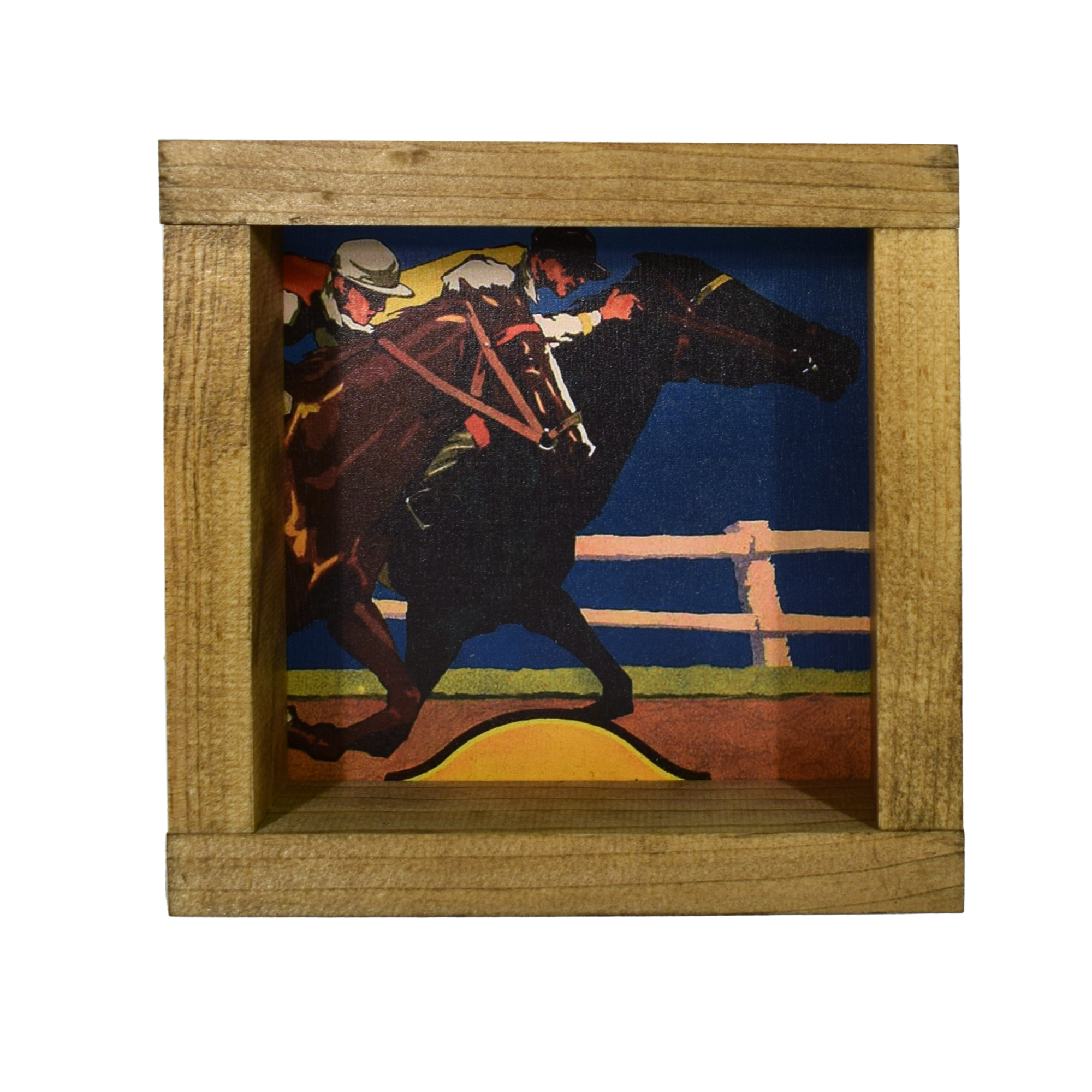 Derby Vintage Horses Racing Shadowbox Art