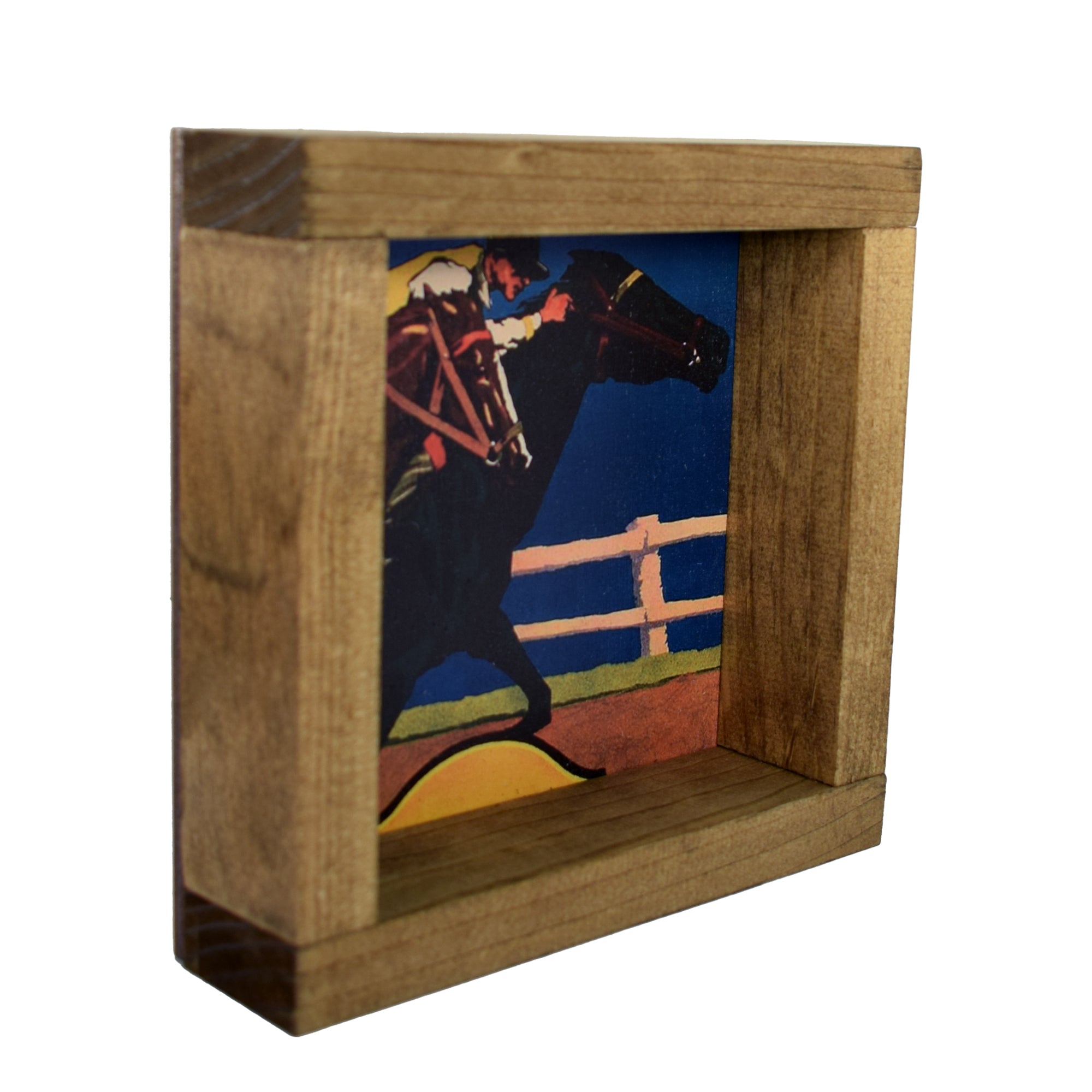 Derby Vintage Horses Racing Shadowbox Art - 0