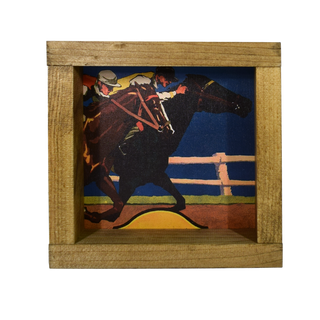 Derby Vintage Horses Racing Shadowbox Art