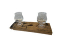 Bourbon Flight Board with Two Snifter Glasses