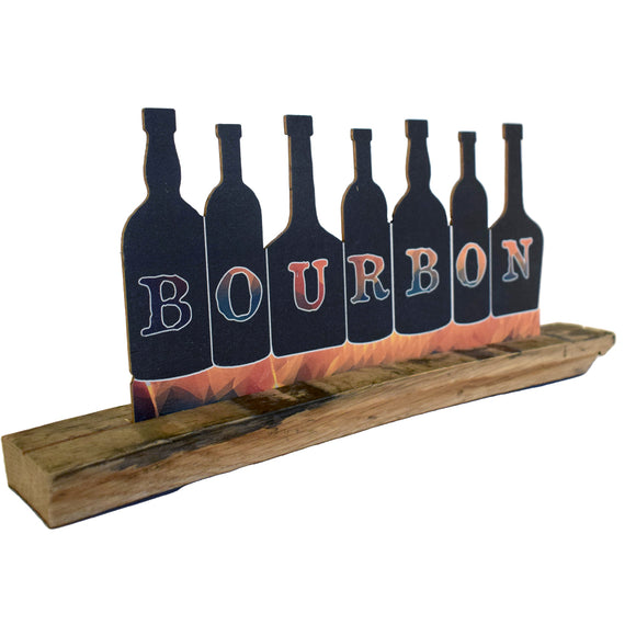 Bourbon on Bottles Barrel Stave Cutout