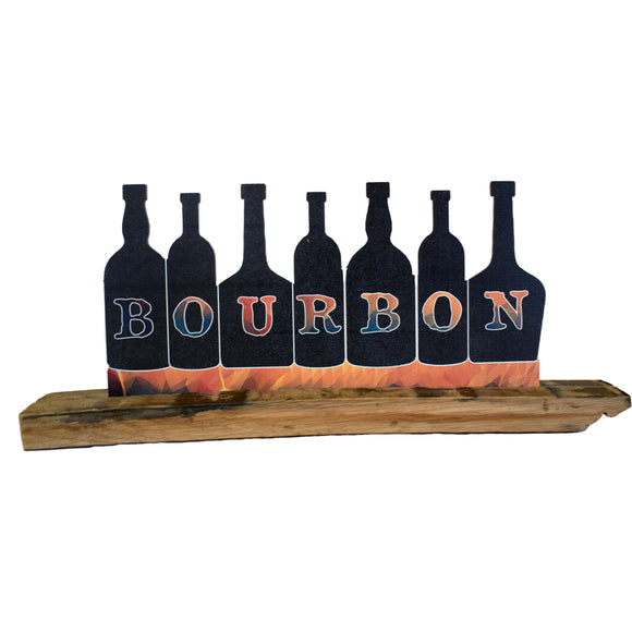 Bourbon on Bottles Barrel Stave Cutout