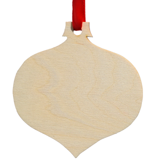 Red Kentucky Shapes with Music Notes Printed Wooden Ornament