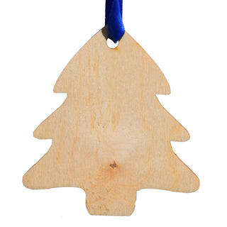 Tree with Blue Kentucky Shapes Printed Wooden Ornament