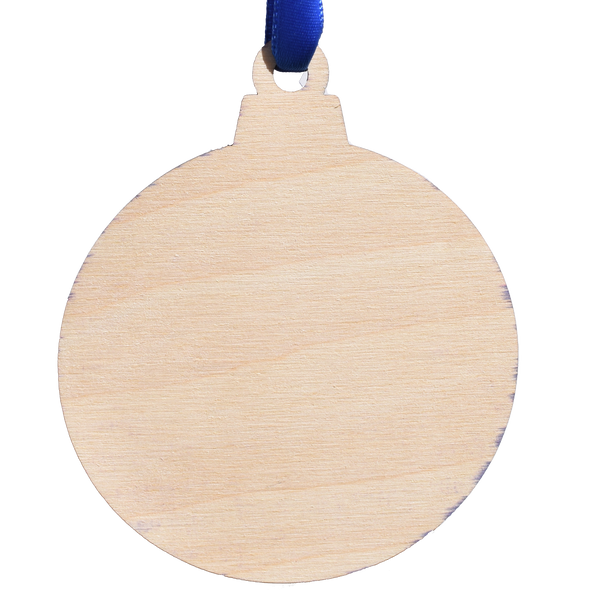 Blue and White with Gold Kentucky Printed Wooden Ornament
