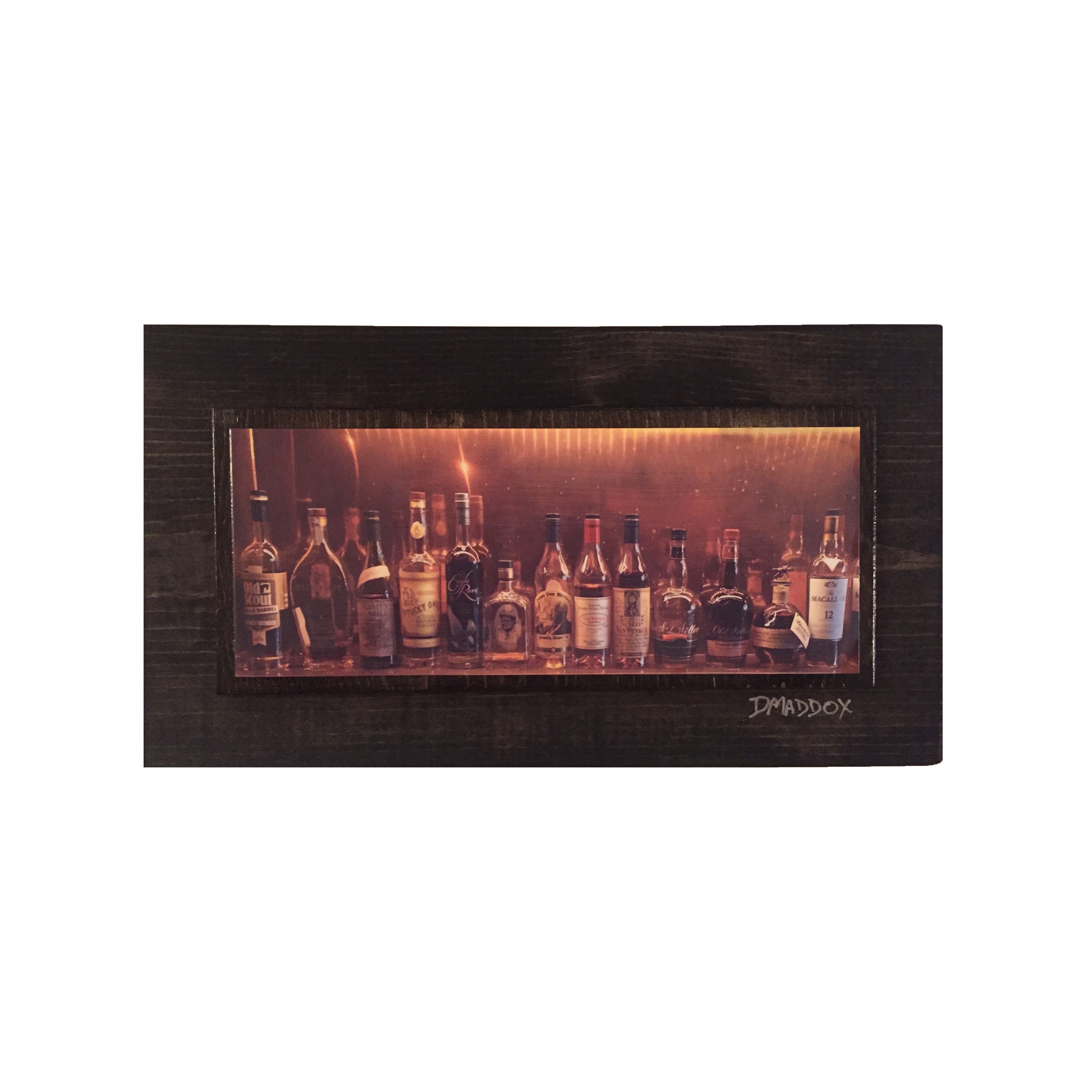 Bourbon Bottles on Copper Wooden Art - 0