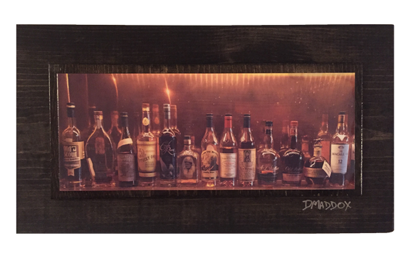 Bourbon Bottles on Copper Wooden Art