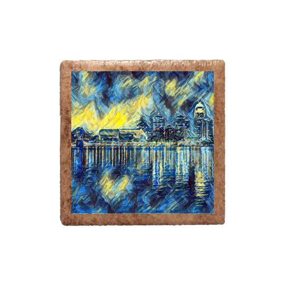 Louisville Starry Night Skyline Deco Ceramic Magnet