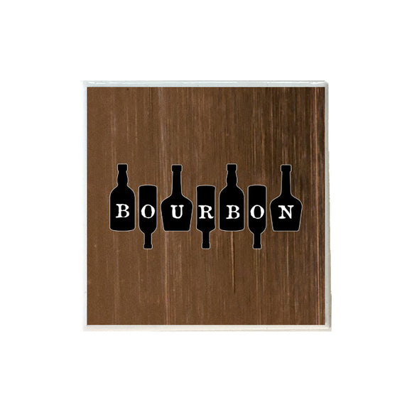 Bourbon on Bottles Ceramic Coaster