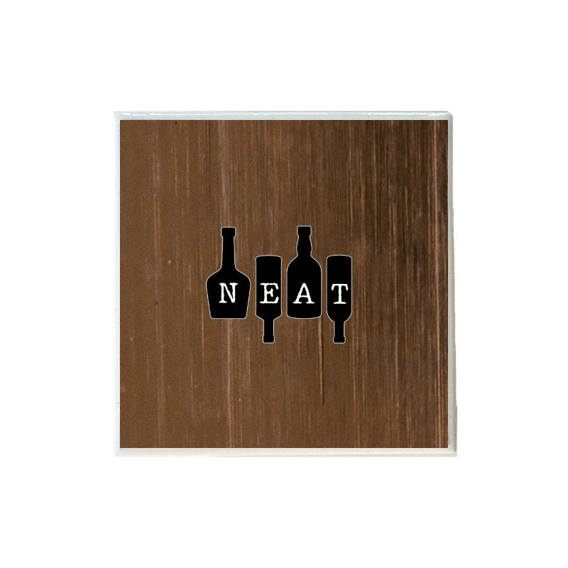 Neat on Bottles Ceramic Coaster