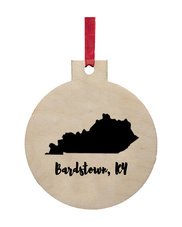 State Shape with Your Town Laser Engraved Wooden Ornament
