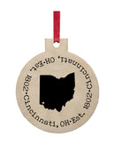 Your Town Est. Year Laser Engraved Wooden Ornament-2