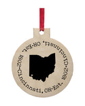 Your Town Est. Year Laser Engraved Wooden Ornament