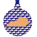 Blue and White with Gold Kentucky Printed Wooden Ornament-1