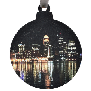 Louisville Night Skyline Printed Wooden Ornament