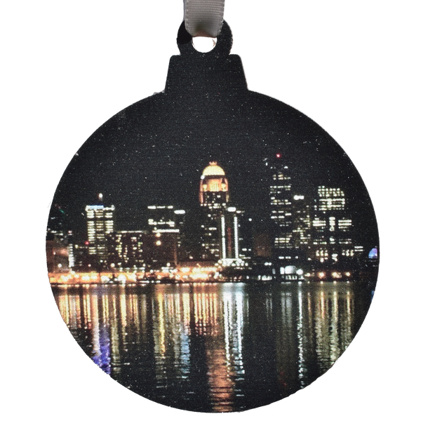 Louisville Night Skyline Printed Wooden Ornament