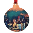 Bourbon Bottles Classic Deco Printed Wooden Ornament-1
