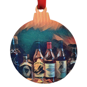 Bourbon Bottles Classic Deco Printed Wooden Ornament