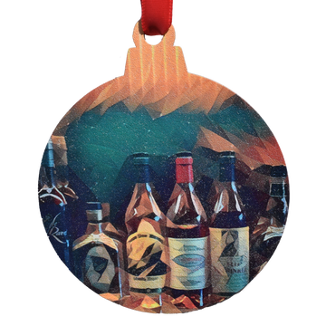 Bourbon Bottles Classic Deco Printed Wooden Ornament