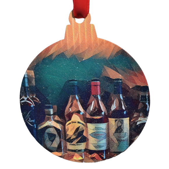 Bourbon Bottles Classic Deco Printed Wooden Ornament