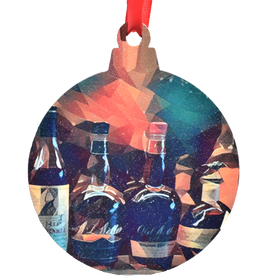 Bourbon Bottles Top Shelf Deco Printed Wooden Ornament