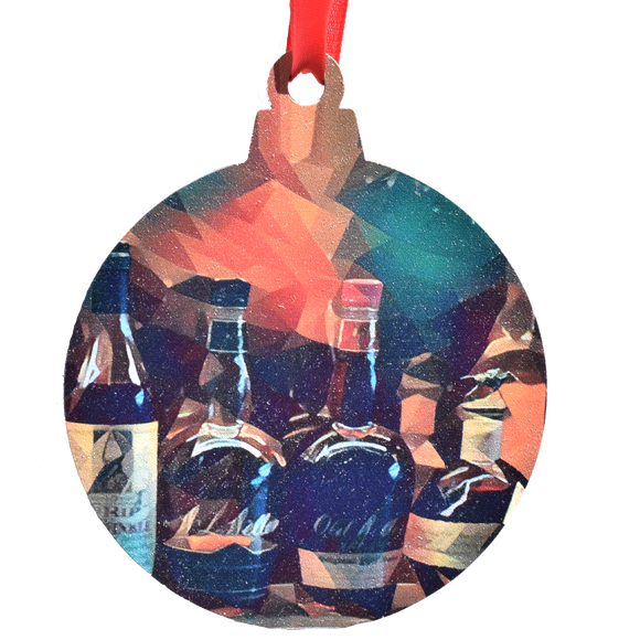 Bourbon Bottles Top Shelf Deco Printed Wooden Ornament