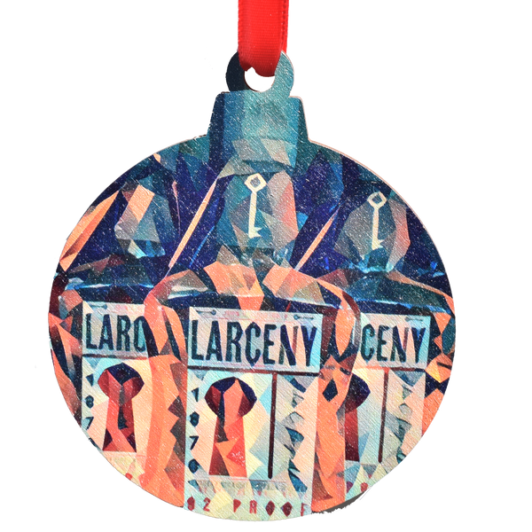 Larceny Bourbon Deco Printed Wooden Ornament