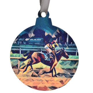 Derby Horse Trot Deco Printed Wooden Ornament
