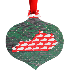 Red Kentucky Shapes with Green Printed Wooden Ornament