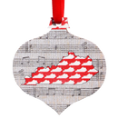 Red Kentucky Shapes with Music Notes Printed Wooden Ornament-1