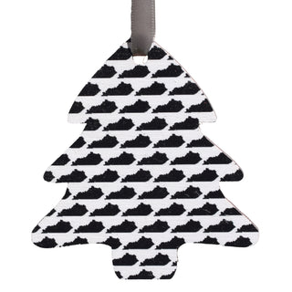 Tree with Black Kentucky Shapes Printed Wooden Ornament