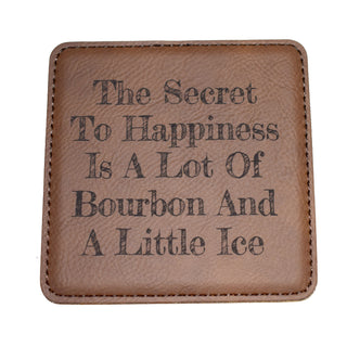 The Secret To Happiness Leather Coaster