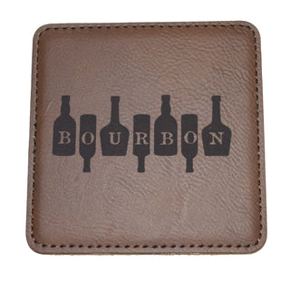 Bourbon on Bottles Leather Coaster
