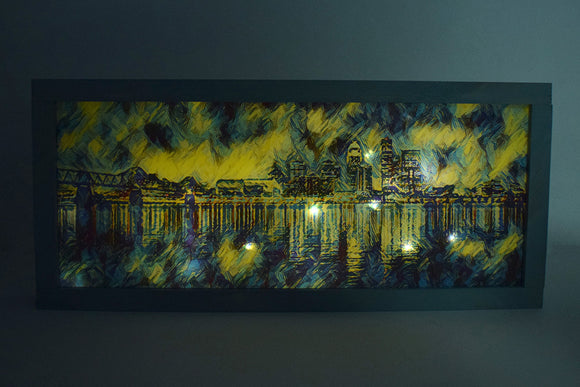 Louisville Night Skyline Light Up Shadowbox
