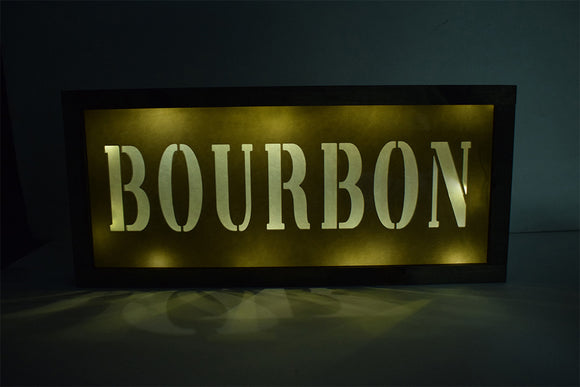 Bourbon Stencil Cutout Light Up Shadowbox