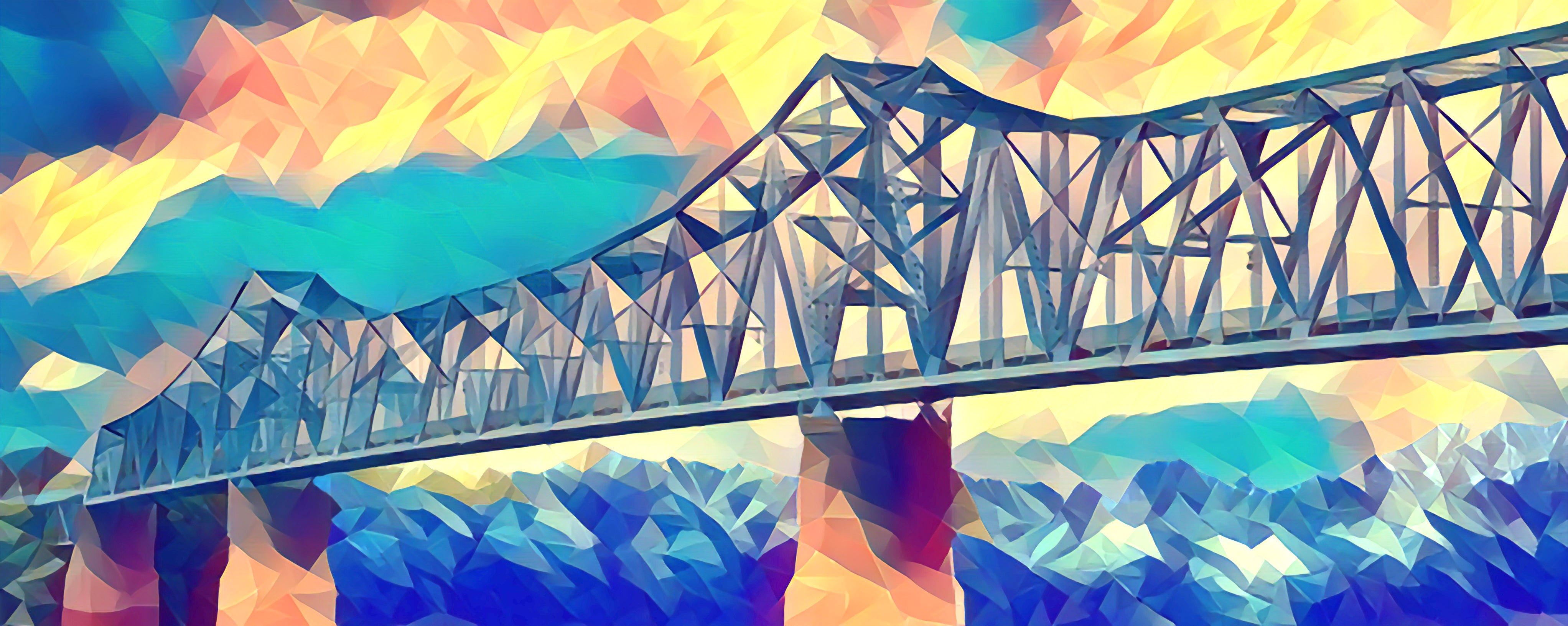 Owensboro Blue Bridge Light Up Shadowbox with Natural Brown Frame