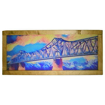 Owensboro Blue Bridge Light Up Shadowbox with Natural Brown Frame