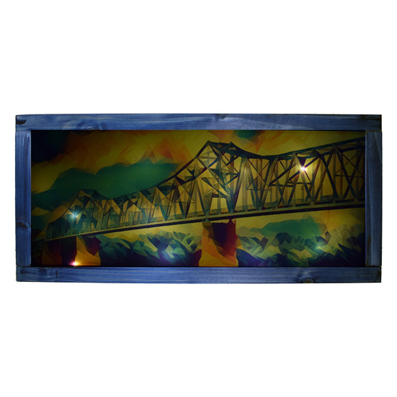 Owensboro Blue Bridge Light Up Shadowbox with Dark Blue Frame
