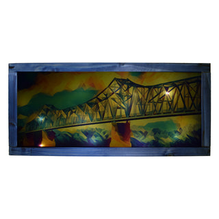 Owensboro Blue Bridge Light Up Shadowbox with Dark Blue Frame