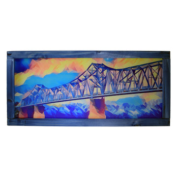 Owensboro Blue Bridge Light Up Shadowbox with Dark Blue Frame