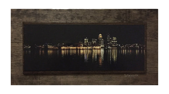 Louisville Night Skyline Wooden Art