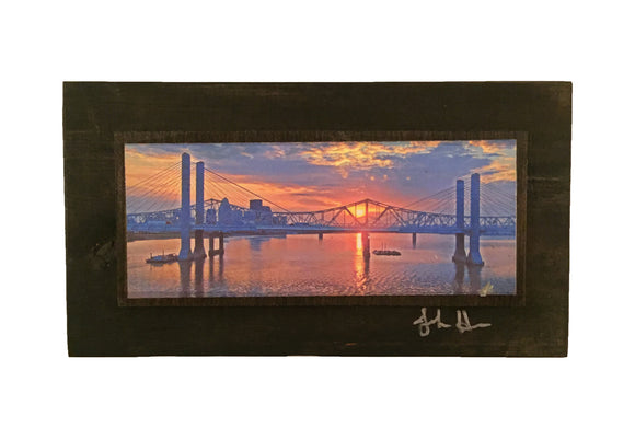 Louisville Abraham Lincoln Bridge Blue Wooden Art