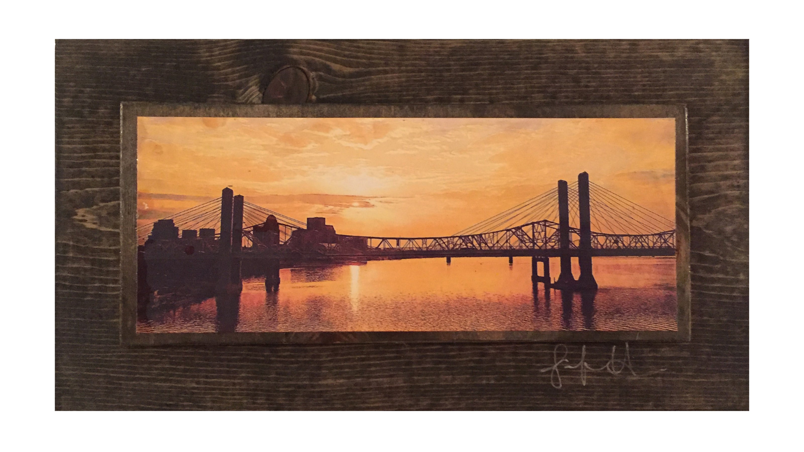 Louisville Abraham Lincoln Bridge Golden Wooden Art
