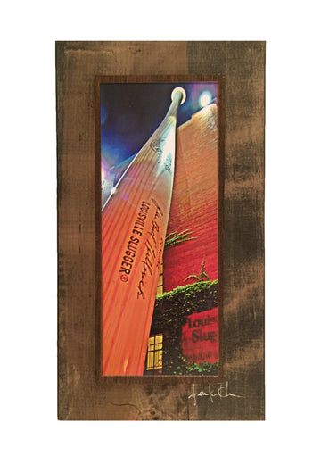 Louisville Slugger at Night Wooden Art