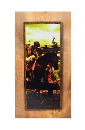 Derby Horse and Jockey Walking In Wooden Art