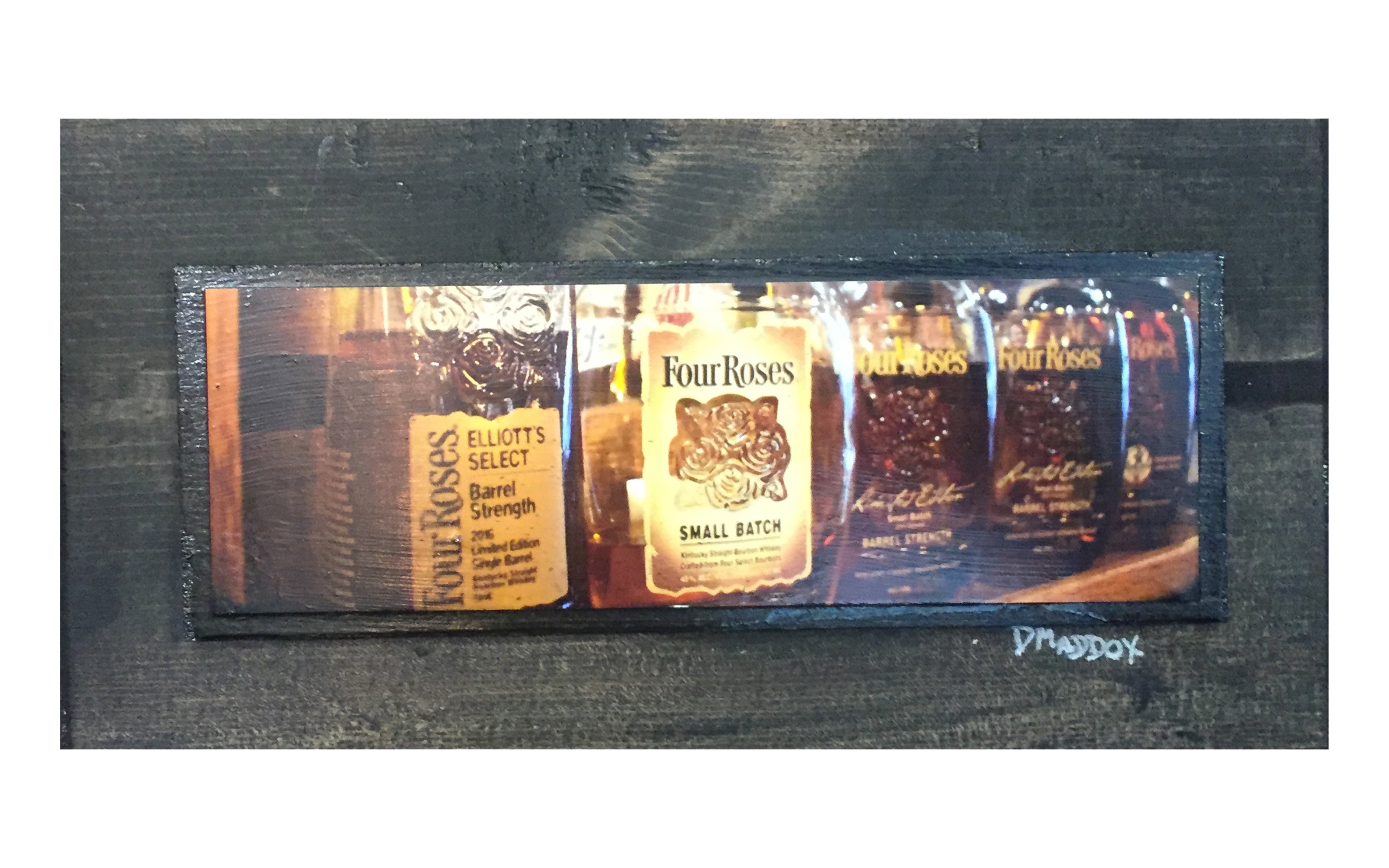 Bourbon Bottles Four Roses Wooden Art