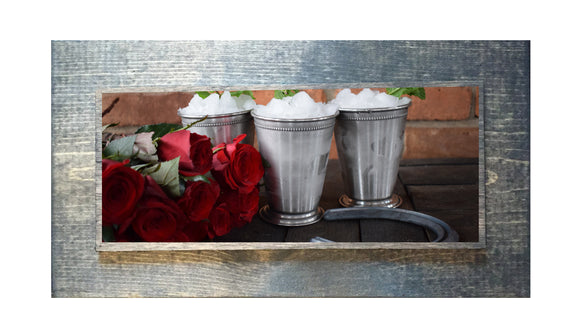 Derby Mint Juleps and Roses Wooden Art