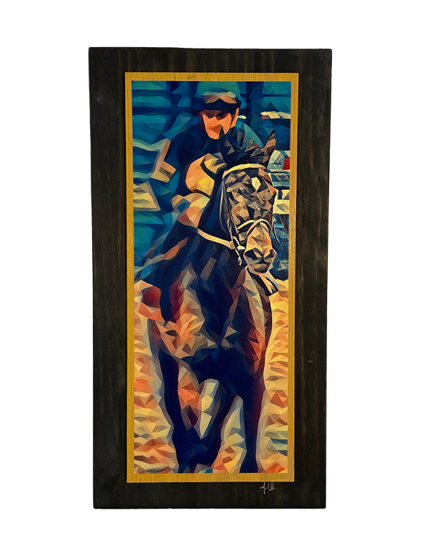 Derby Horse and Jockey Deco Wooden Art