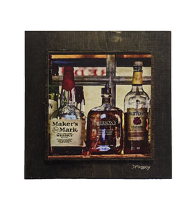 Bourbon Bottles in Butchertown Wooden Art